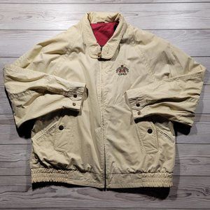 Woods & Irons Royal Golf Course Jacket Beige Mens Size L Rare Logo Button